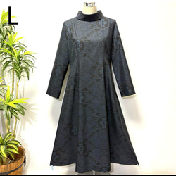 着物リメイク 花柄ワンピース 2WAY Aライン ロング ロールカラー