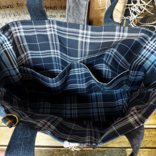 刺繍デニムバック No.524 デニムリメイク ショルダーバッグ サイド