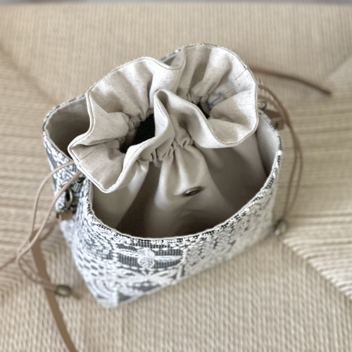 まる底巾着バッグ＊ミナペルホネン アネモネ まる底巾着バッグ＊ミナ