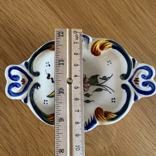 フランスの古い石鹸置き 陶器 古道具 レトロ ソープディッシュ【石鹸