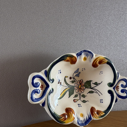 フランスの古い石鹸置き 陶器 古道具 レトロ ソープディッシュ【石鹸