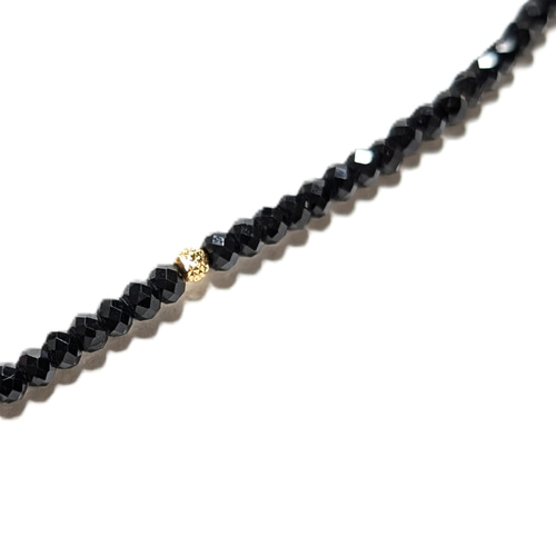 K18ゴールド カットビーズ ブラックスピネル ネックレス 18金が