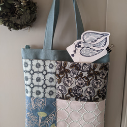 ミナペルホネントートbag【rosy/gray＆tambourime】ローズ＆タンバリン