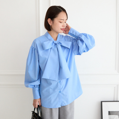 式典〜普段着も◎ 前後2Way ふんわりボウタイ ブラウス シワになり