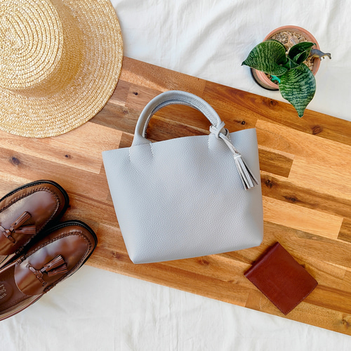 イタリアンレザー】手縫いのミニトートバッグ（シンプル/メンズ