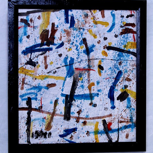 抽象画 現代アート 「彩-52」 色紙に油彩の抽象画、 その他インテリア