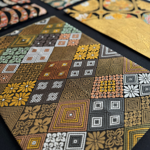 ◼︎58◼︎一点物 正絹 高級袋帯 ランチョンマット4枚セット【帯