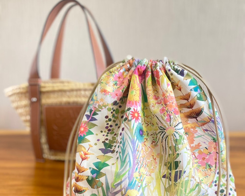 ロエベカゴバッグSサイズ用 巾着 インナーバッグ リバティ ティッシュ