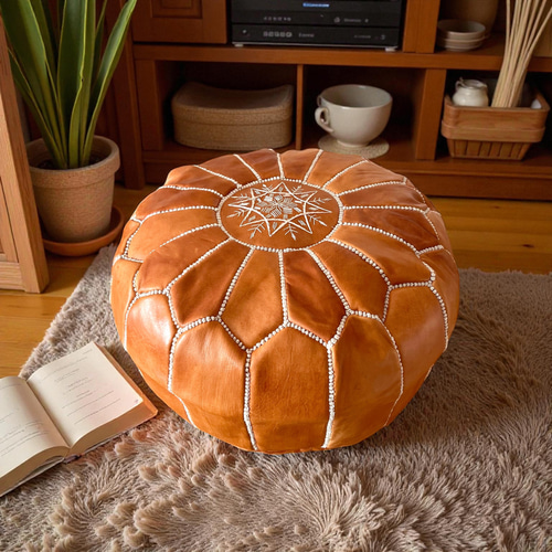 ご好評につき再入荷】モロッコ レザー プフ ノマド / ナチュラルオイル