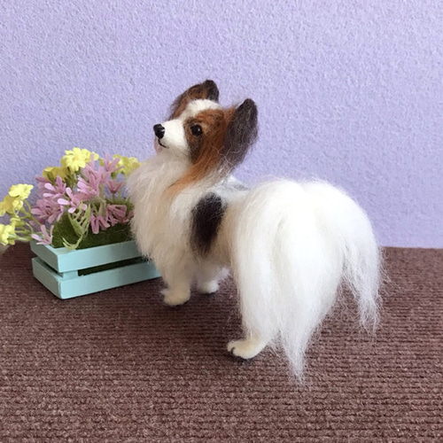 パピヨン☆羊毛フェルト人形☆【再販/受注制作】 羊毛フェルト ginko