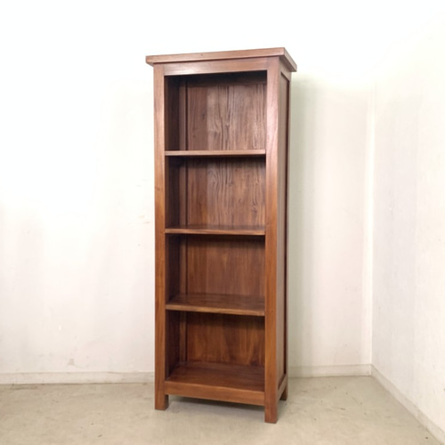 アンティーク調 マホガニー無垢材 オープン シェルフラック 本棚4段