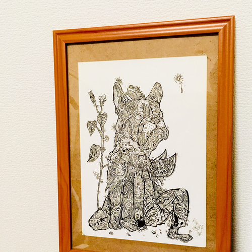 昼寝起き【肉筆原画】インテリア ペン画 アート 絵画 TaIChi sAKi【沙