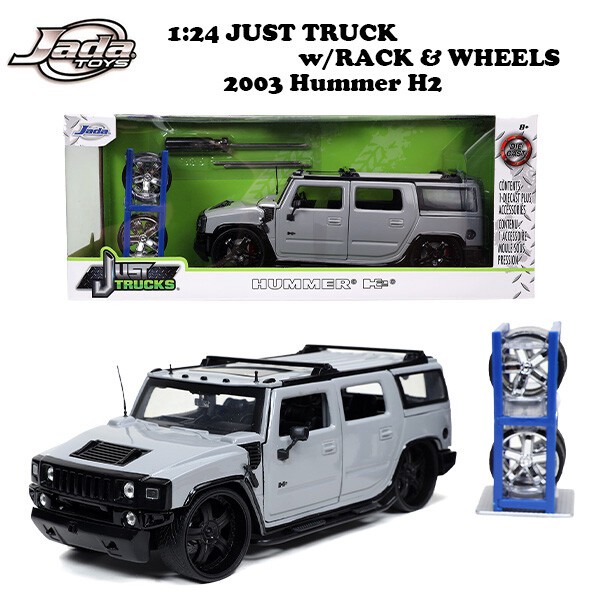 JADATOYS 1:24 JUST TRUCKS w/RACK & WHEELS 2003 Hummer H2 ミニカー