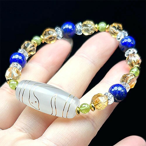 金運 知恵 金線(sv925)入り 白蛇天珠 弁財天の化身 デザイン