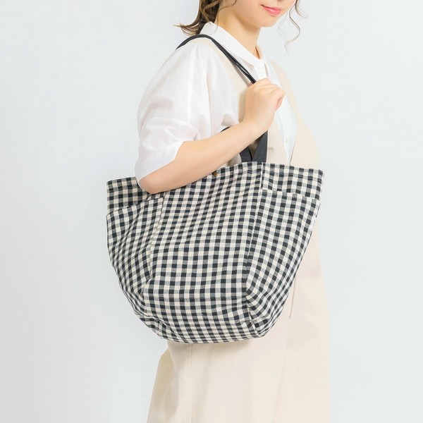 2025春夏新作】【即納】インド綿 2wayドット&チェックインドトート