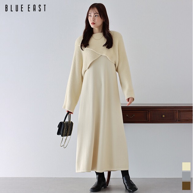 シャギークロスニット＆ノースリーブニットワンピースセットアップ