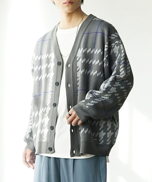 千鳥柄チェックカーディガン 秋服 メンズ（カーディガン/ボレロ