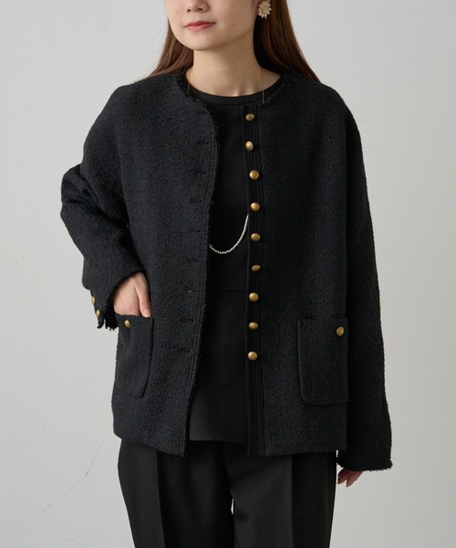 PUAL CE CIN（ピュアルセシン）の「スラブツイード ノーカラー