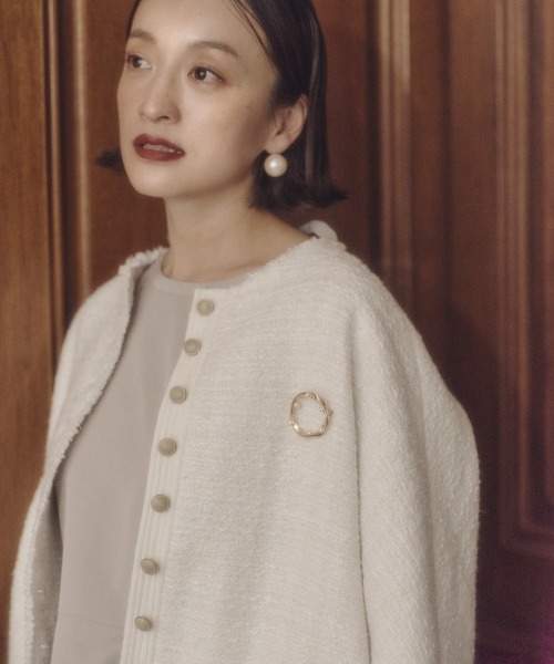 PUAL CE CIN（ピュアルセシン）の「スラブツイード ノーカラー