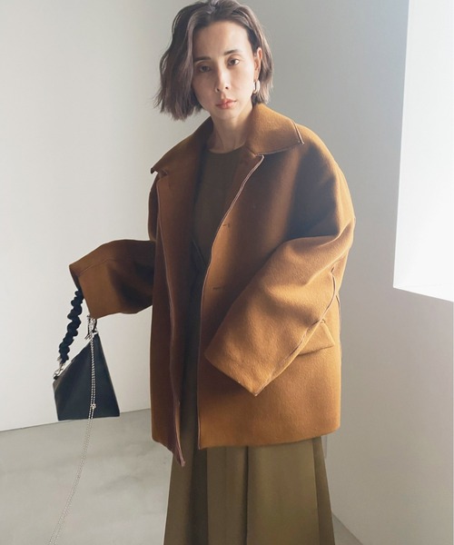Ameri（アメリ）の「BI COLOR OVER MIDI COAT（ピーコート）」 - WEAR
