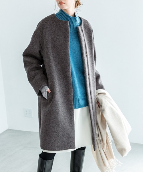 IENA（イエナ）の「ラムウールノーカラーコート◇（ノーカラーコート