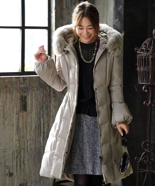 セール】フォックスファースリーブコンシャスダウンコート