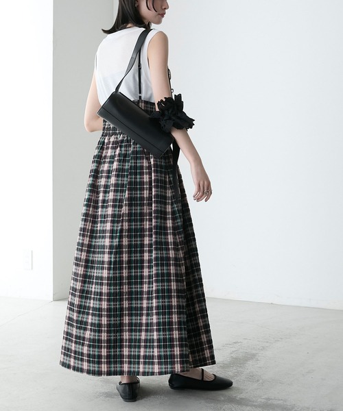 forksy.】セットアップ対応 サッカーチェック柄シャーリングキャミ