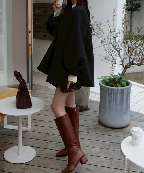 バルーンスリーブフレアコート（ノーカラージャケット）｜ACYM