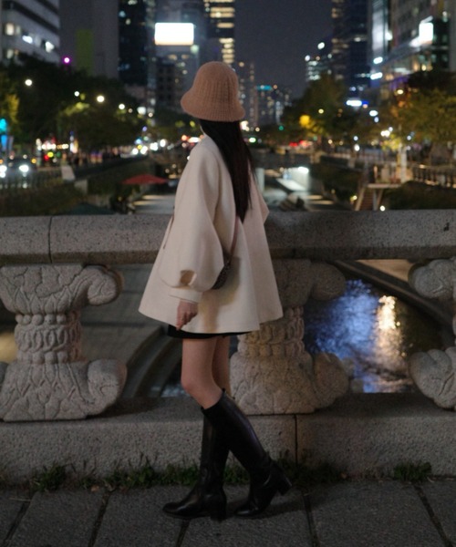 バルーンスリーブフレアコート（ノーカラージャケット）｜ACYM