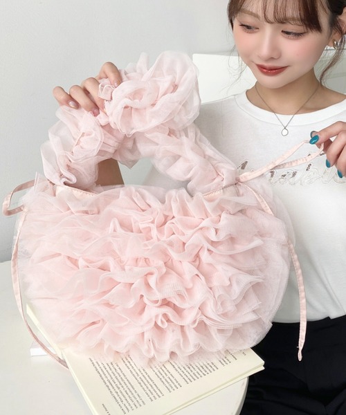 セール】チュールフリルハーフムーンバッグ（ショルダーバッグ