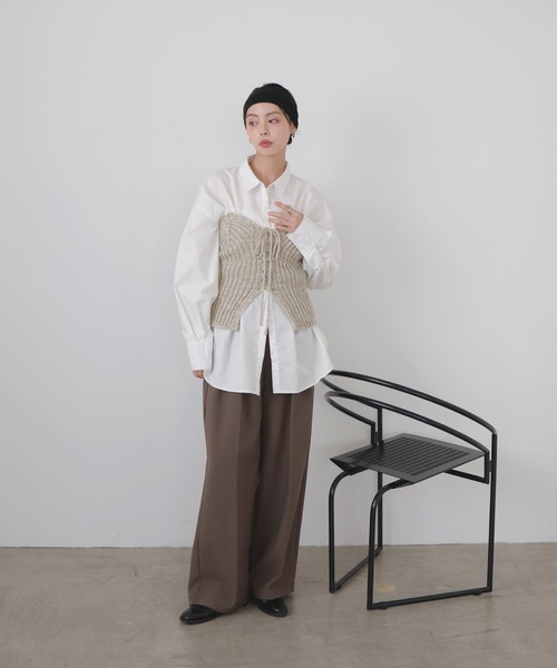 セール】レースアップニットビスチェ（キャミソール）｜LIAN（リアン