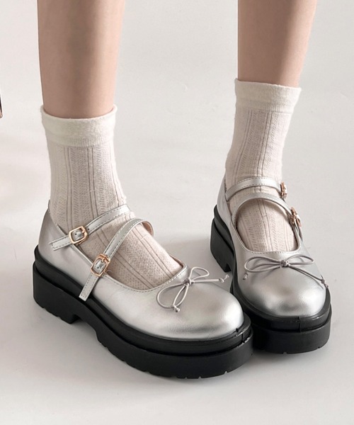セール】軽量厚底 ダブルソール 2WAY ストラップ リボン メリー