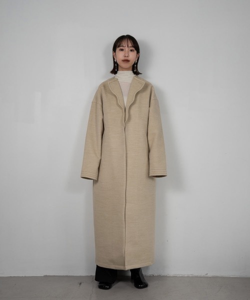 lawgy（ラウジー）の「wave collar 2way long coat（ノーカラーコート