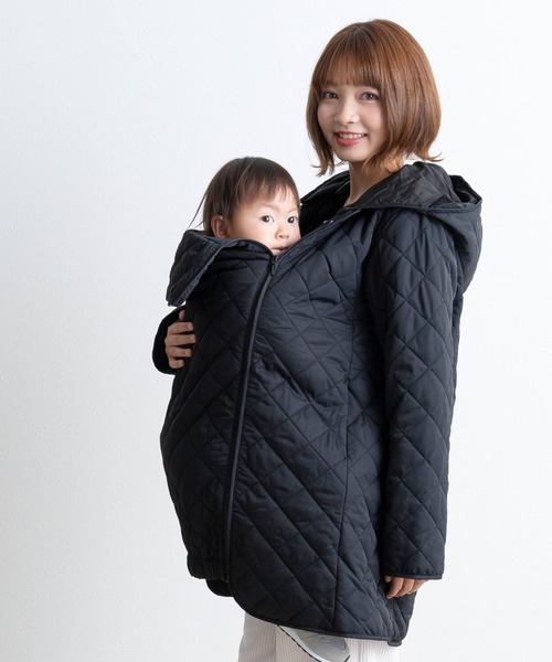 セール】だっこおんぶ対応 キルティングママコート [軽アウター 冬