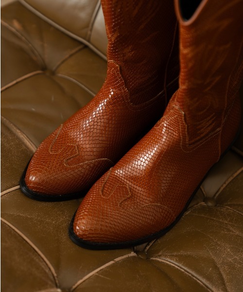 Cow leather western long boots / カウレザーウエスタンロングブーツ
