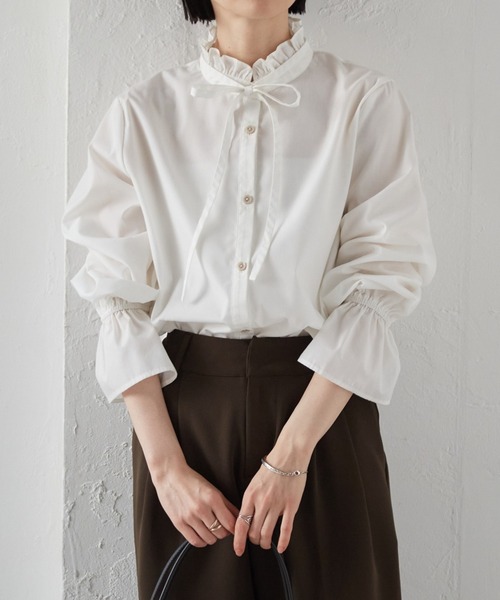 セール】プチフリルリボン付きブラウス（シャツ/ブラウス）｜RANAN