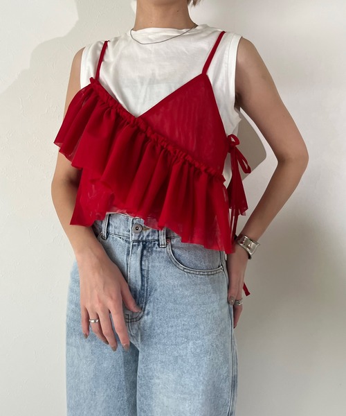 チュール アシメフリルビスチェ（キャミソール）｜r.（アールドット