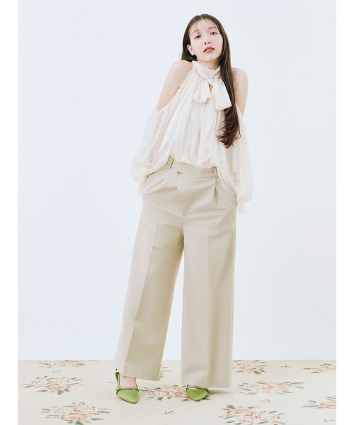 セール】【WEB限定カラー】ドレープボウタイシフォンブラウス（シャツ