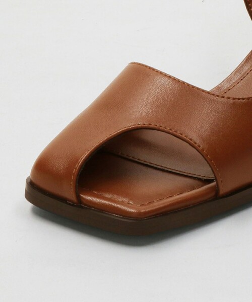 レザーライク オープントゥ バックストラップミュール（サンダル