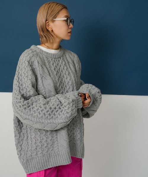 ボリュームハニカムケーブルニット（ニット/セーター）｜bohmal