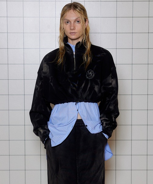 Half Zip Cropped Sweat Top/ハーフジップクロップドスウェットトップ