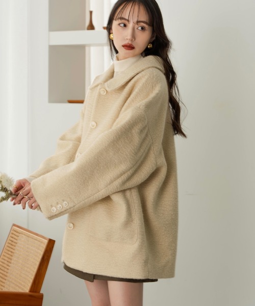 hinari（ヒナリ）の「ステンカラーシャギーミドルコート（その他