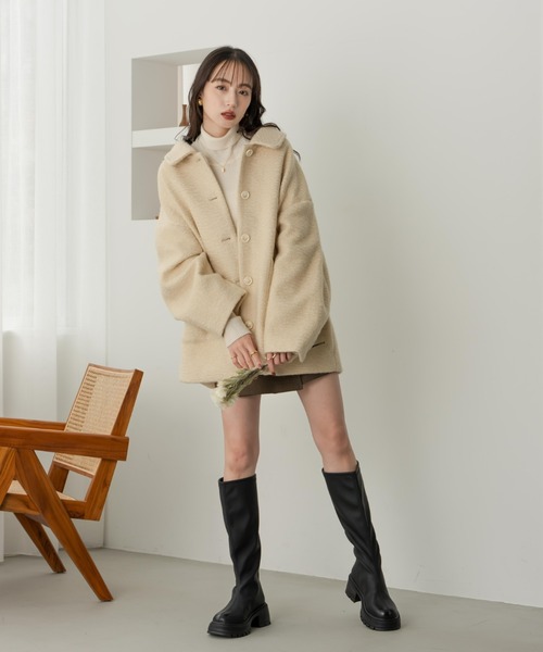 hinari（ヒナリ）の「ステンカラーシャギーミドルコート（その他