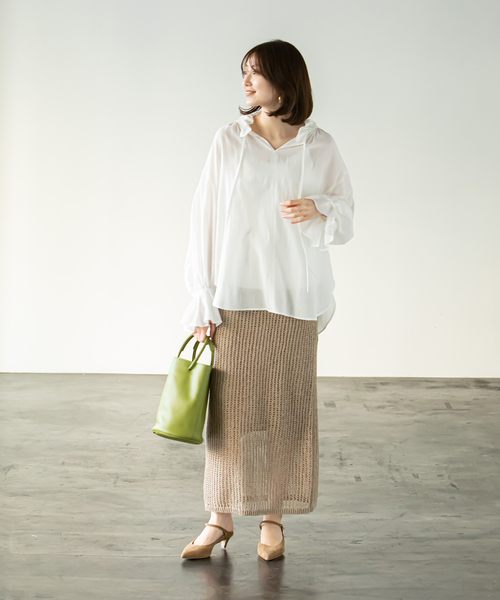 Noble（ノーブル）の「《追加》2WAYストリングスラッフルLSブラウス