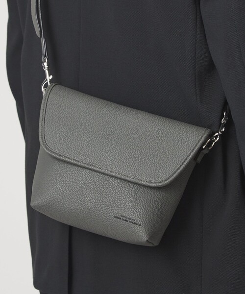 シボ レザーライク フラップ ショルダーバッグ（ショルダーバッグ