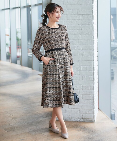 配色ツイードワンピース（ワンピース）｜Tiaclasse（ティアクラッセ