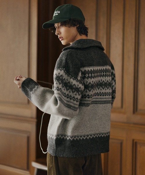クラシック ノルディック ハーフジップニット 【100% wool】（ニット