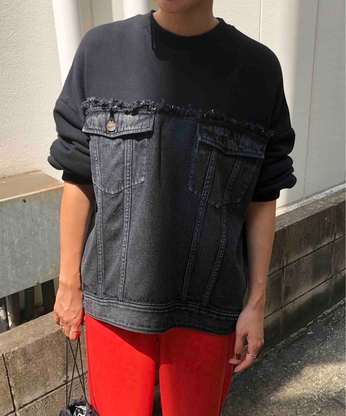 Ameri（アメリ）の「DENIM SWEAT OVER TOP（スウェット）」 - WEAR