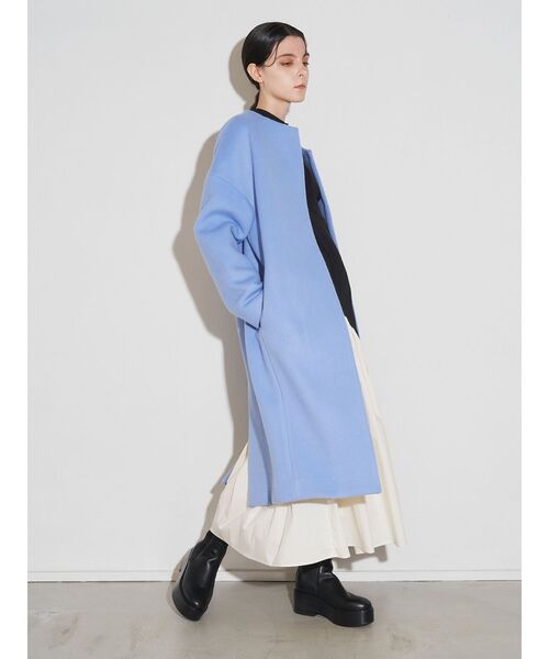 ELENDEEK 美品クールネックノーカラーコート 着用3回 ELENDEEK 美品