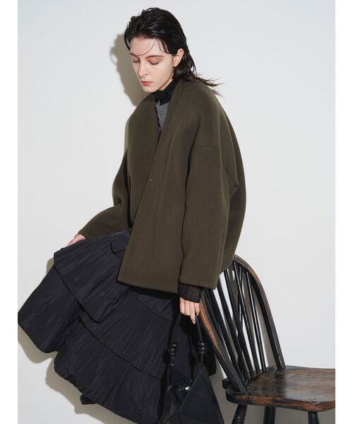 フォルムショートウールコート（ノーカラーコート）｜ELENDEEK（エレン